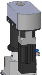 Zeichnerische Abbildung der vollautomatischen Tiefeneinstellung Senso Motion an dem Scherenschnittmesserhalter PSG DF.