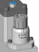 Zeichnerische Abbildung der Tiefeneinstellung Precision mit Rasterverstellung an einem Scherenschnittmesserhalter.