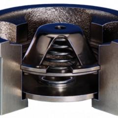 Das Bild zeigt ein Rückschlagventil des Typens RN1 / RS1 von DIENES, das seinen Einsatz bei ölgefluteten Rotationsverdichtern (druckseitig) findet.