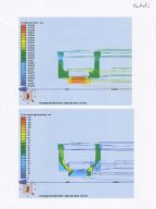 Hier sind zwei Grafiken einer Strömungsanalyse zu sehen, die bei DIENES zur Ventil-Optimierung durchgeführt wird.