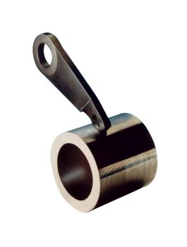 Das Bild zeigt eine Rasierklinge mit einer entsprechenden Rasierklingenbüchse.